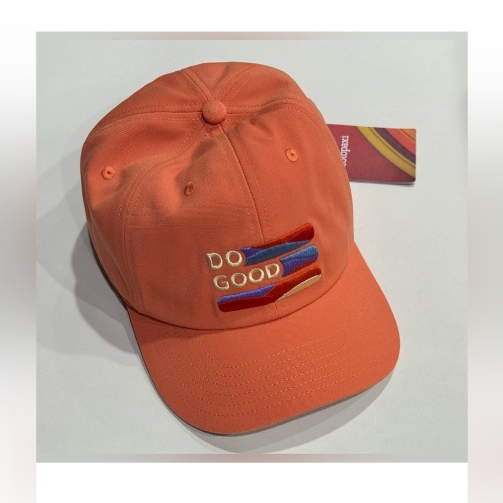 Cotopaxi Do Good Stripe Dad Hat NWT Embroidered Graphic Coral Adjustable Strap